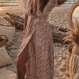 Robe longue fleuris femme bohème tendance
