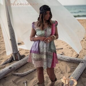 Robe bohème multicolore femme coupe fluide été chic style plage