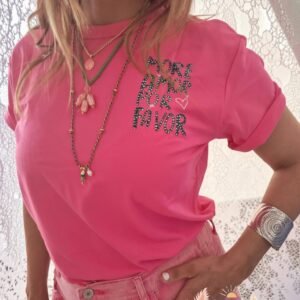 T-shirt fuchsia More Amor Malibu avec imprimé message love style californien