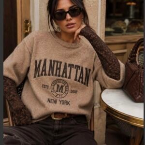 Sweat beige femme oversize Manhattan New York | Bohemianne